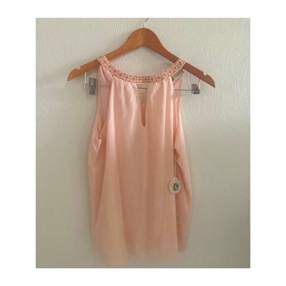 NWT Spartina 449 Corynne Silk Halter Top Blouse Tie Back Cami Soft Blush XS - Picture 2 of 7